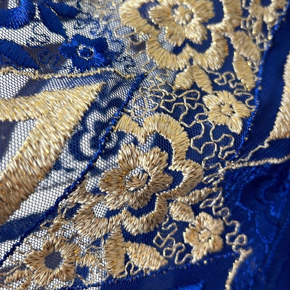 Vintage Rose USA sheer short sleeve jacket with gold embroidery 4X - Picture 5 of 7